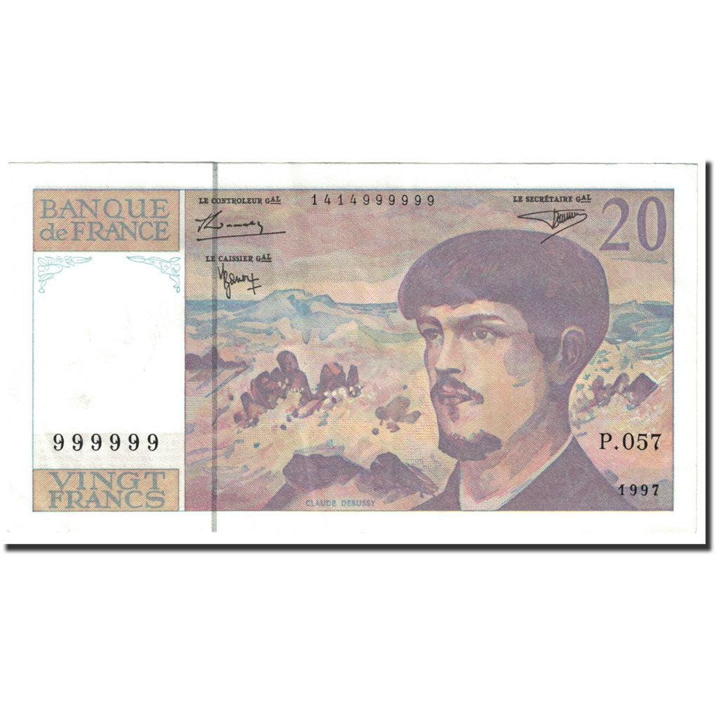 France, 20 Francs, 20 F 1980-1997 ''Debussy'', 1997, Undated (1997), KM:151i