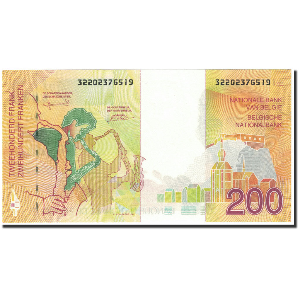Banknote, Belgium, 200 Francs, 1995, Undated (1995), KM:148, UNC(65-70)