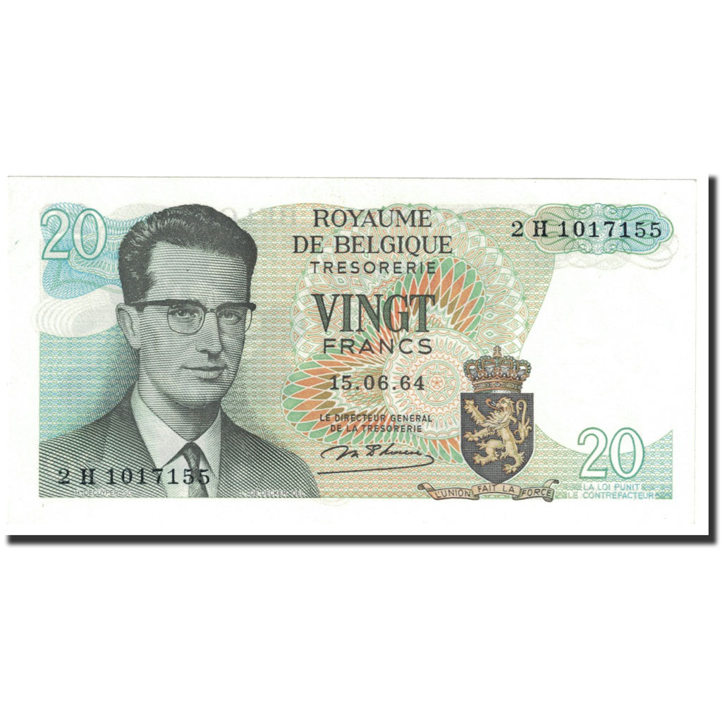 Belgium, 20 Francs, 1964, KM:138, 1964-06-15, UNC(65-70)