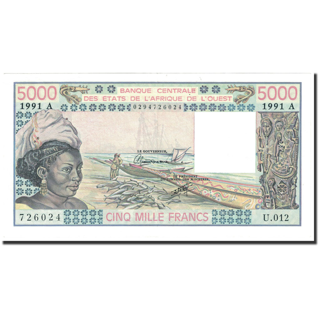 Banknote, West African States, 5000 Francs, 1991, Undated (1991), KM:108Ar