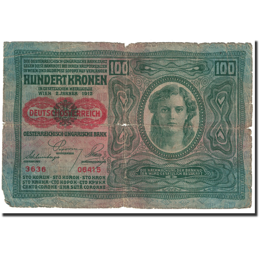 Banknote, Austria, 100 Kronen, 1912, Old date 1902-01-02, KM:56, AG(1-3)