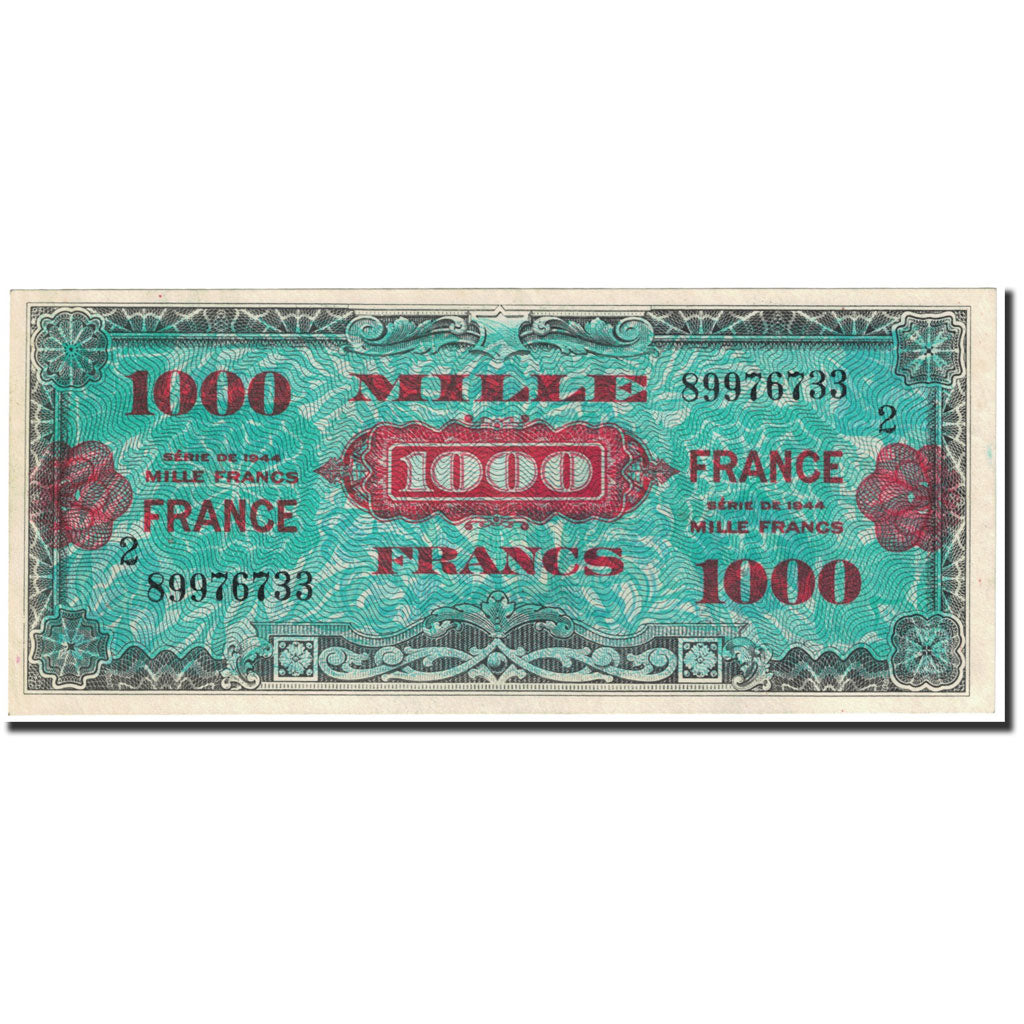 France, 1000 Francs, 1945 Verso France, 1945, SERIE DE 1944, UNC(63), Fayette:VF