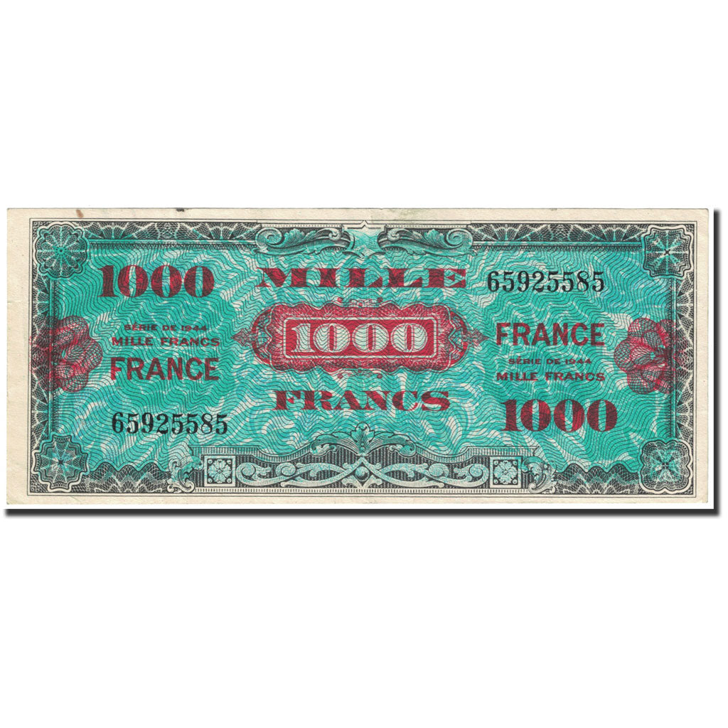 Banknote, France, 1000 Francs, 1945 Verso France, 1945, SERIE DE 1944