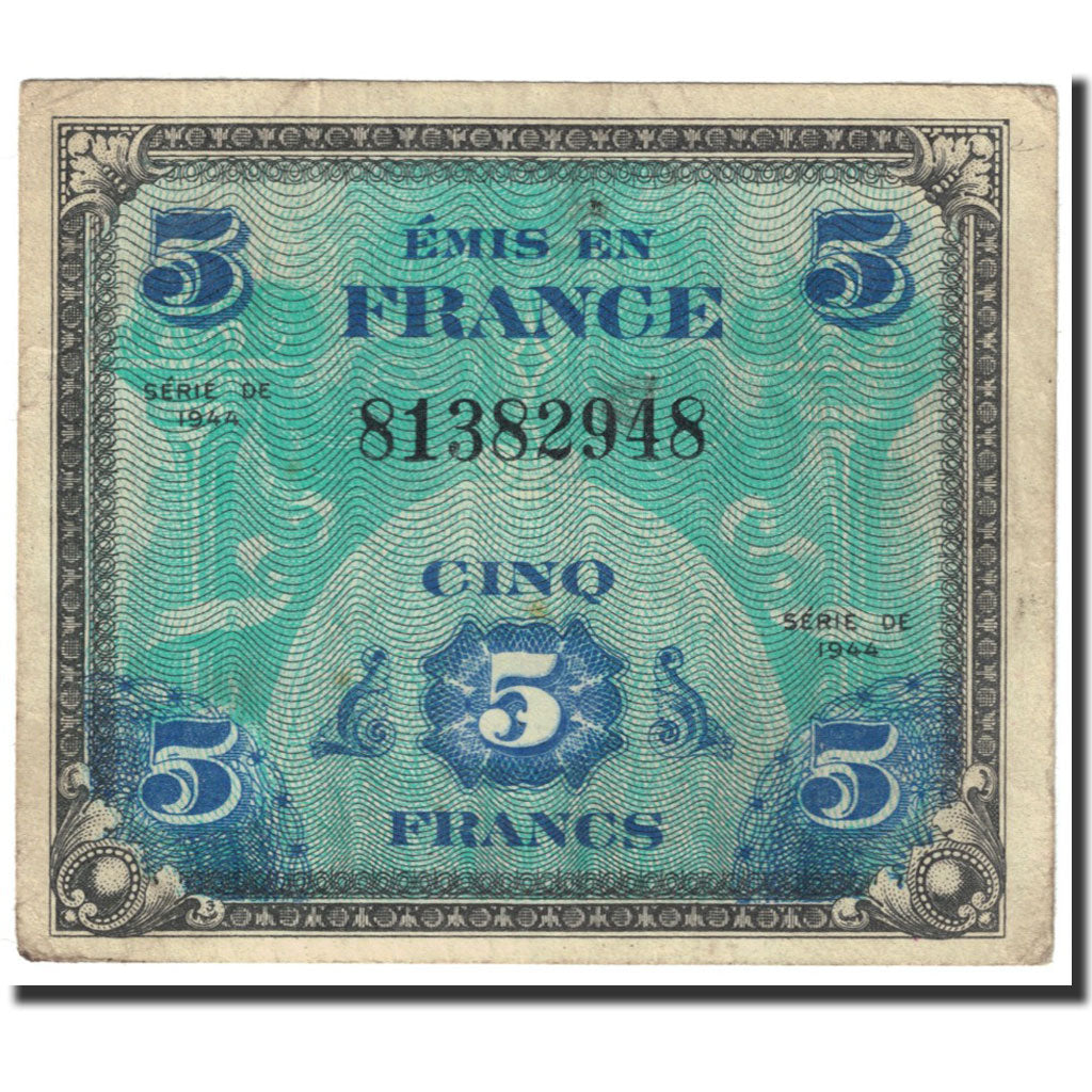 Biljet, Frankrijk, 5 Francs, 1944 Flag/France, 1944, Undated (1944), TTB