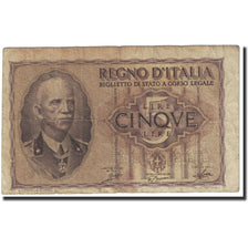 Italie, 5 Lire, 1944, KM:28, Undated (1944), TTB