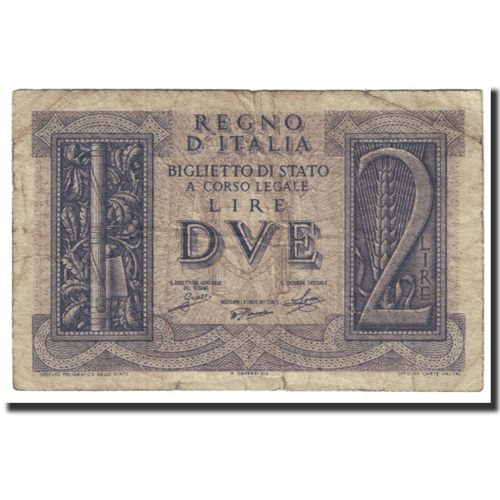 Banknote, Italy, 2 Lire, 1939, 1939-11-14, KM:27, EF(40-45)