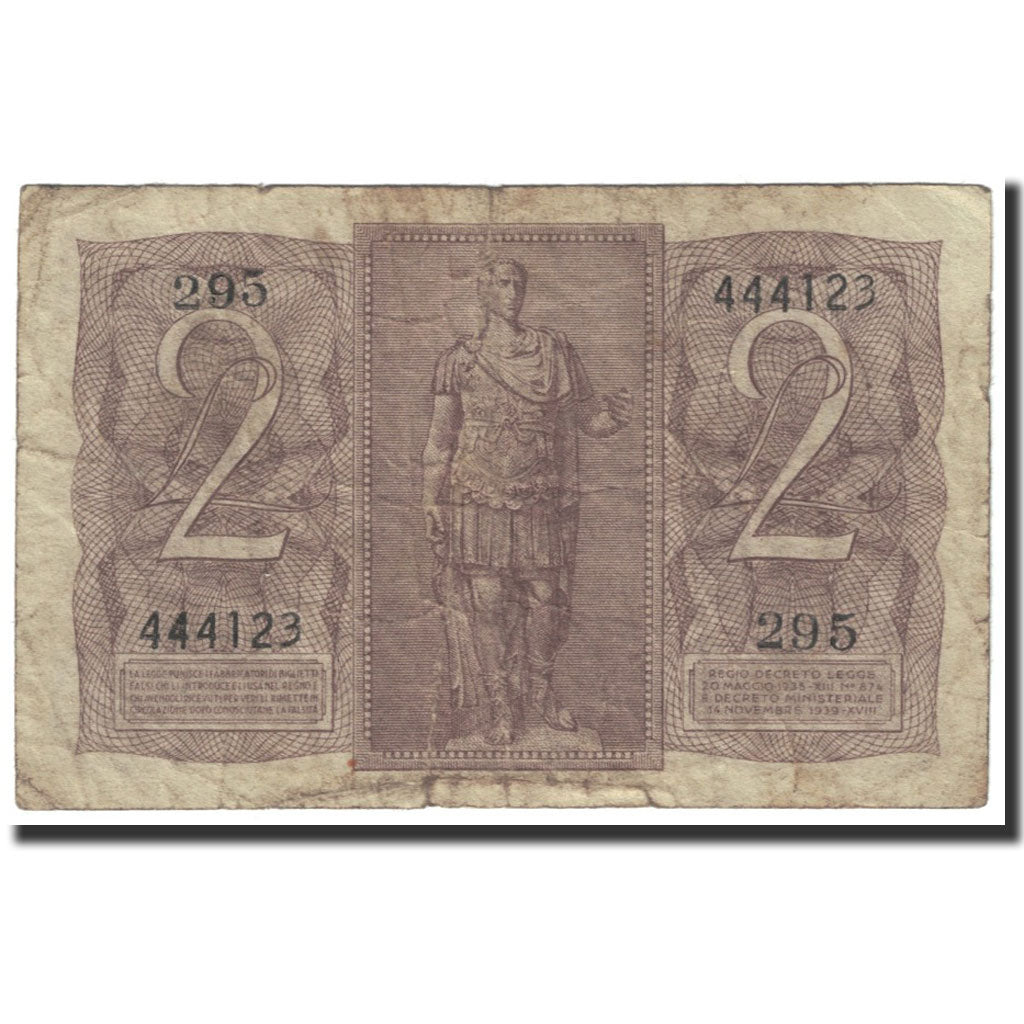 Banknote, Italy, 2 Lire, 1939, 1939-11-14, KM:27, EF(40-45)