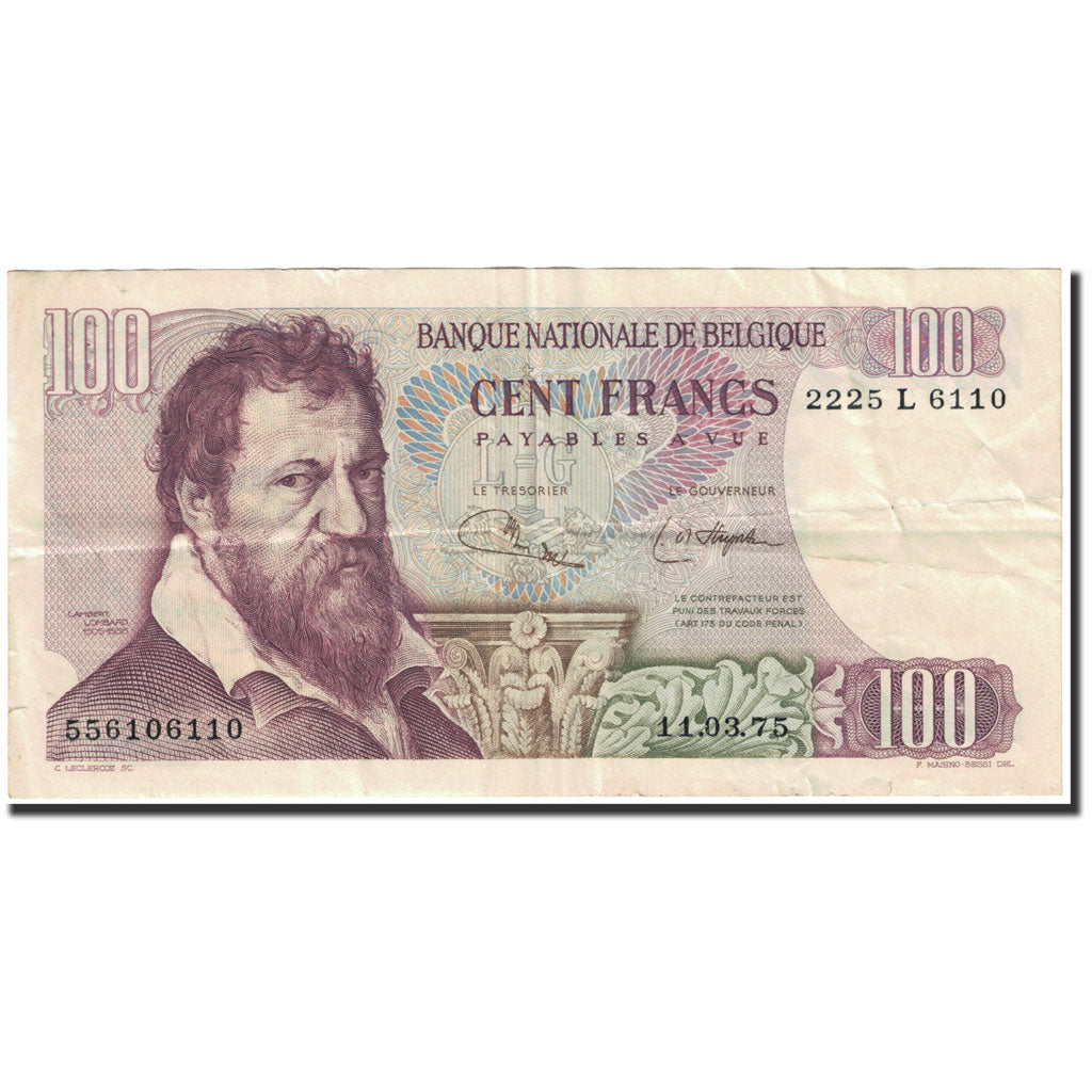 Belgium, 100 Francs, 1975, KM:134b, 1975-11-03, EF(40-45)
