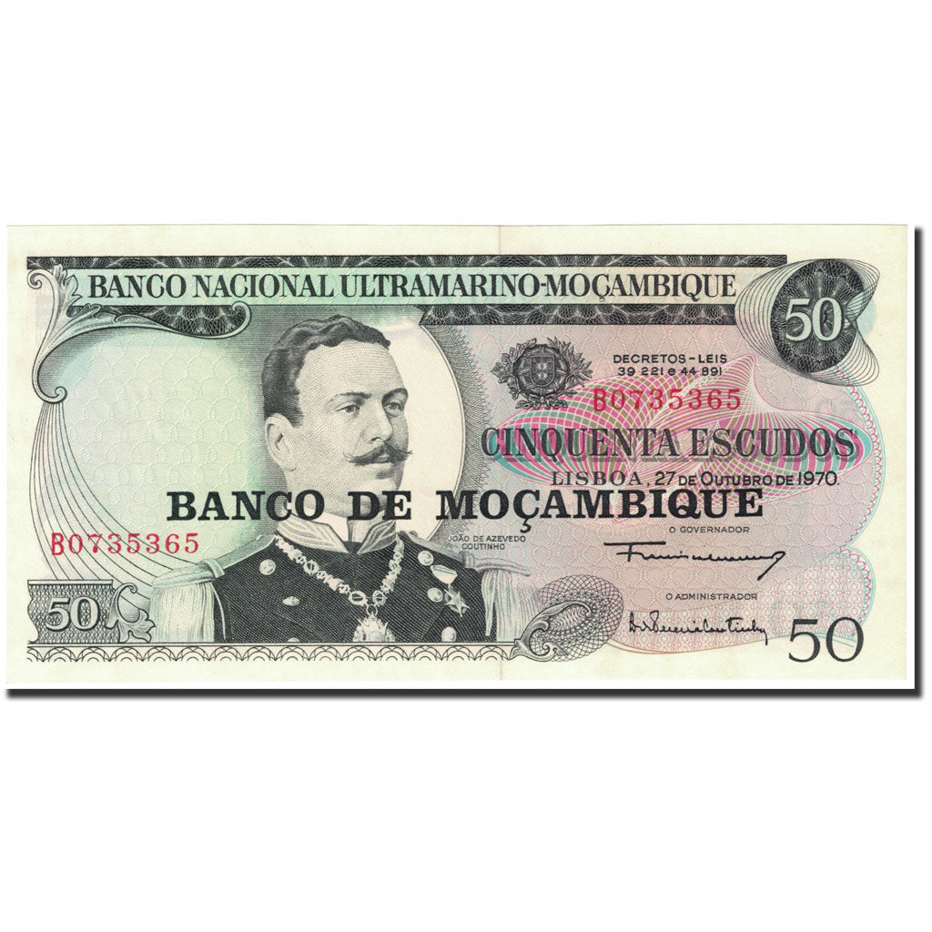 Biljet, Mozambique, 50 Escudos, 1976, Old date 1970-10-27, KM:116, NIEUW