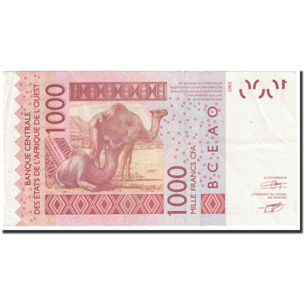 Banknote, West African States, 1000 Francs, 2003, Undated (2003), KM:715Ka