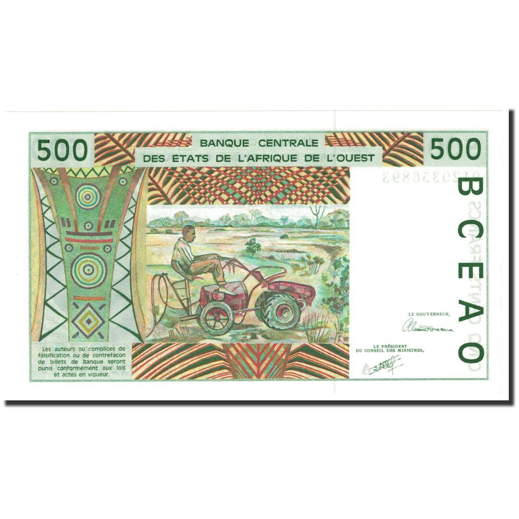 Banconote, Stati dell'Africa occidentale, 500 Francs, 1991, KM:110Aa, Undated