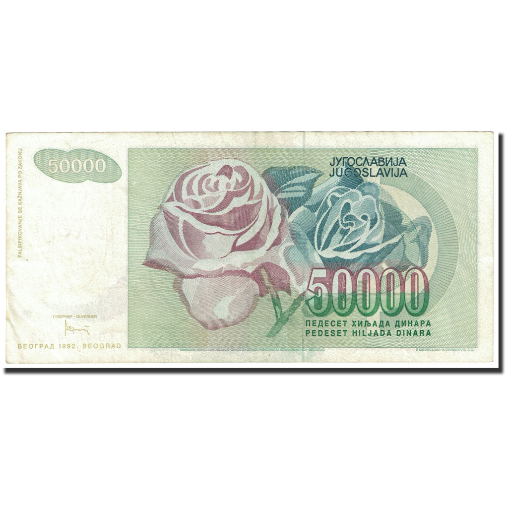 Biljet, Joegoslaviëe, 50,000 Dinara, 1992, Undated (1992), KM:117, SUP