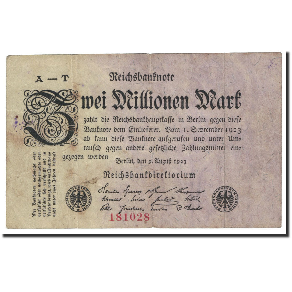 Banknote, Germany, 2 Millionen Mark, 1923, 1923-08-09, KM:103, VF(20-25)