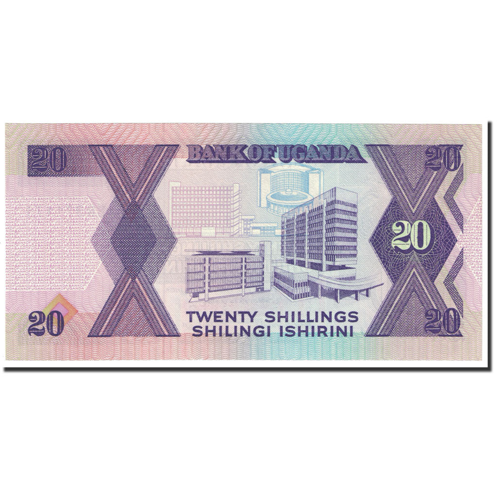 Banknote, Uganda, 20 Shillings, 1988, Undated (1988), KM:29b, UNC(65-70)