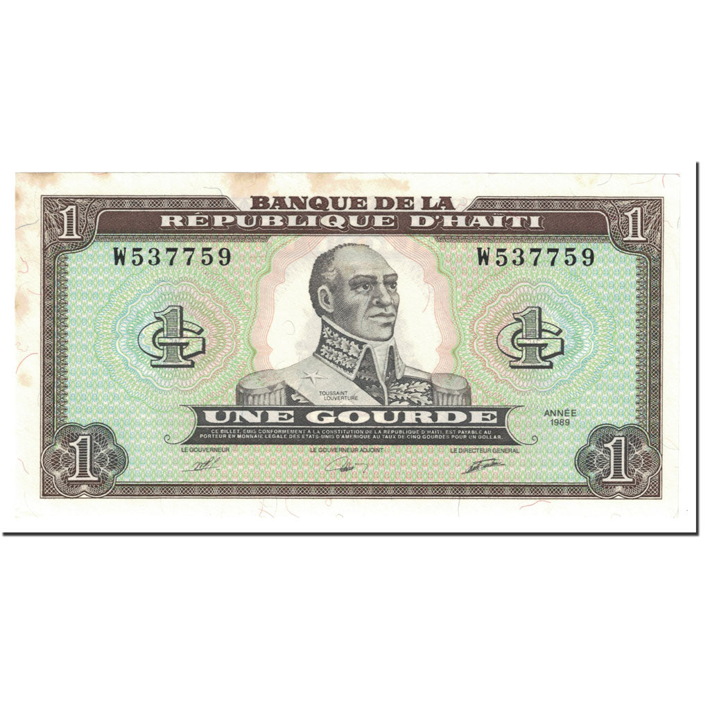 Banknote, Haiti, 1 Gourde, 1989, Undated (1989), KM:253a, AU(55-58)