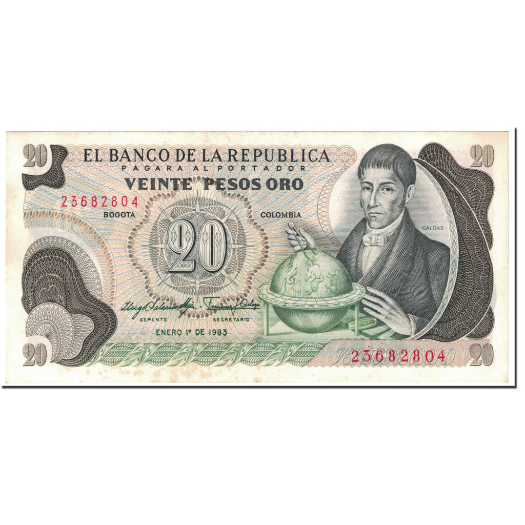 Banknote, Colombia, 20 Pesos Oro, 1983, Undated (1983), KM:409d, UNC(63)