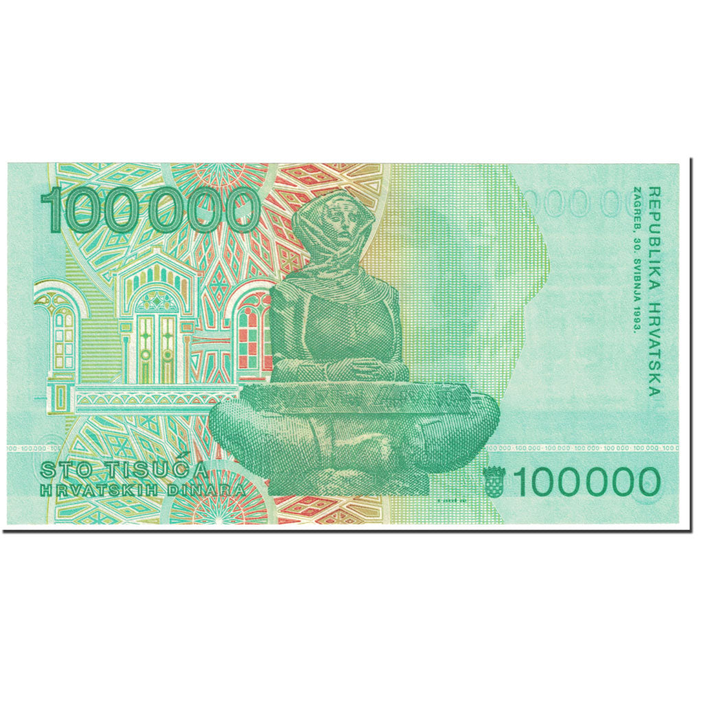 Banknote, Croatia, 100,000 Dinara, 1993, 1993-05-30, KM:27A, UNC(65-70)