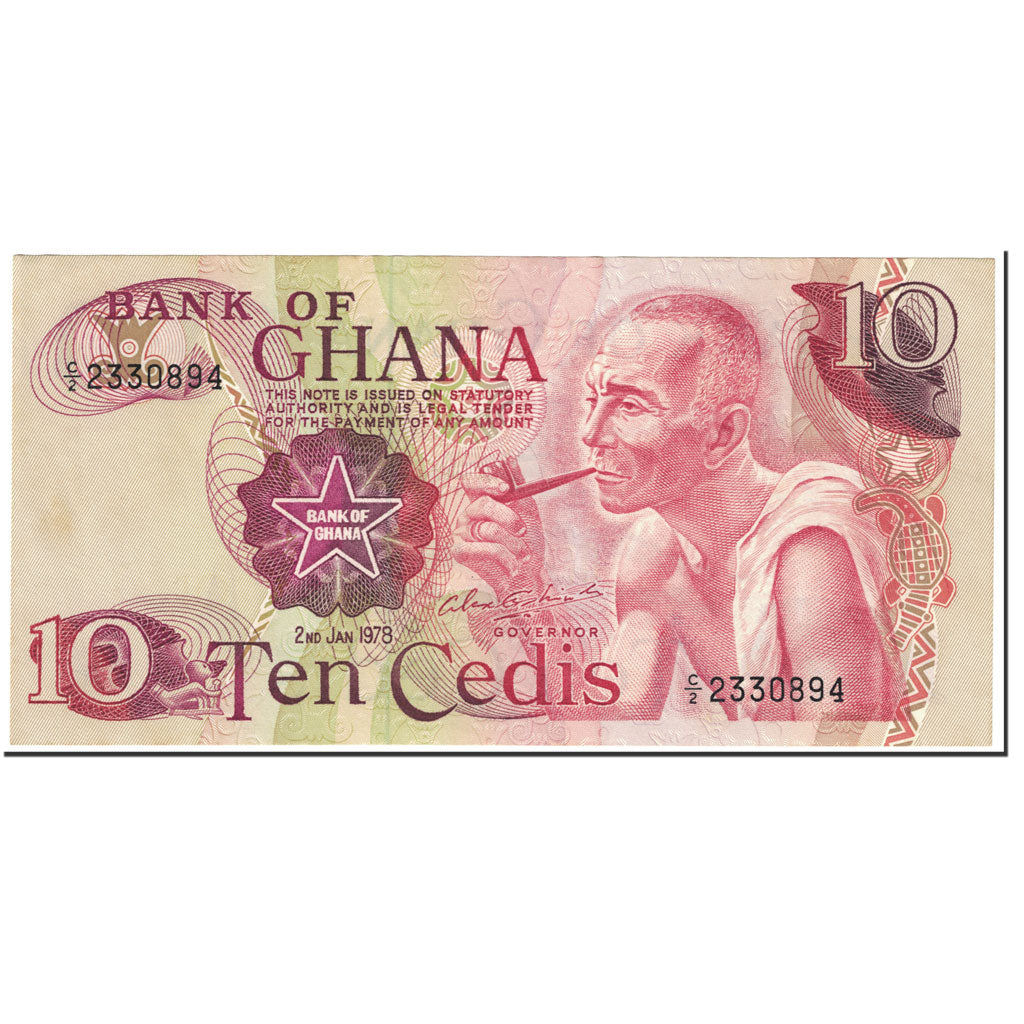 Banconote, Ghana, 10 Cedis, 1978, KM:16f, 1978-01-02, FDS