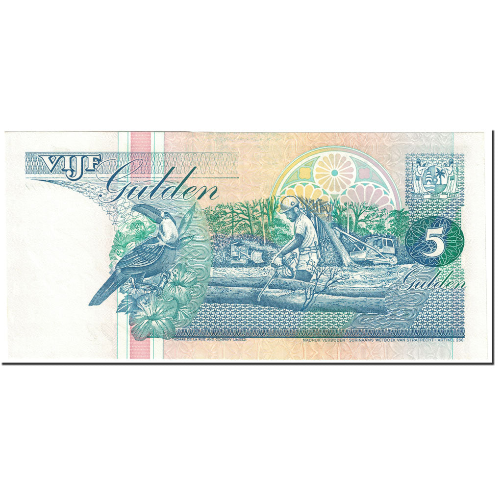 Billet, Surinam, 5 Gulden, 1998, 1998-02-10, KM:136b, NEUF