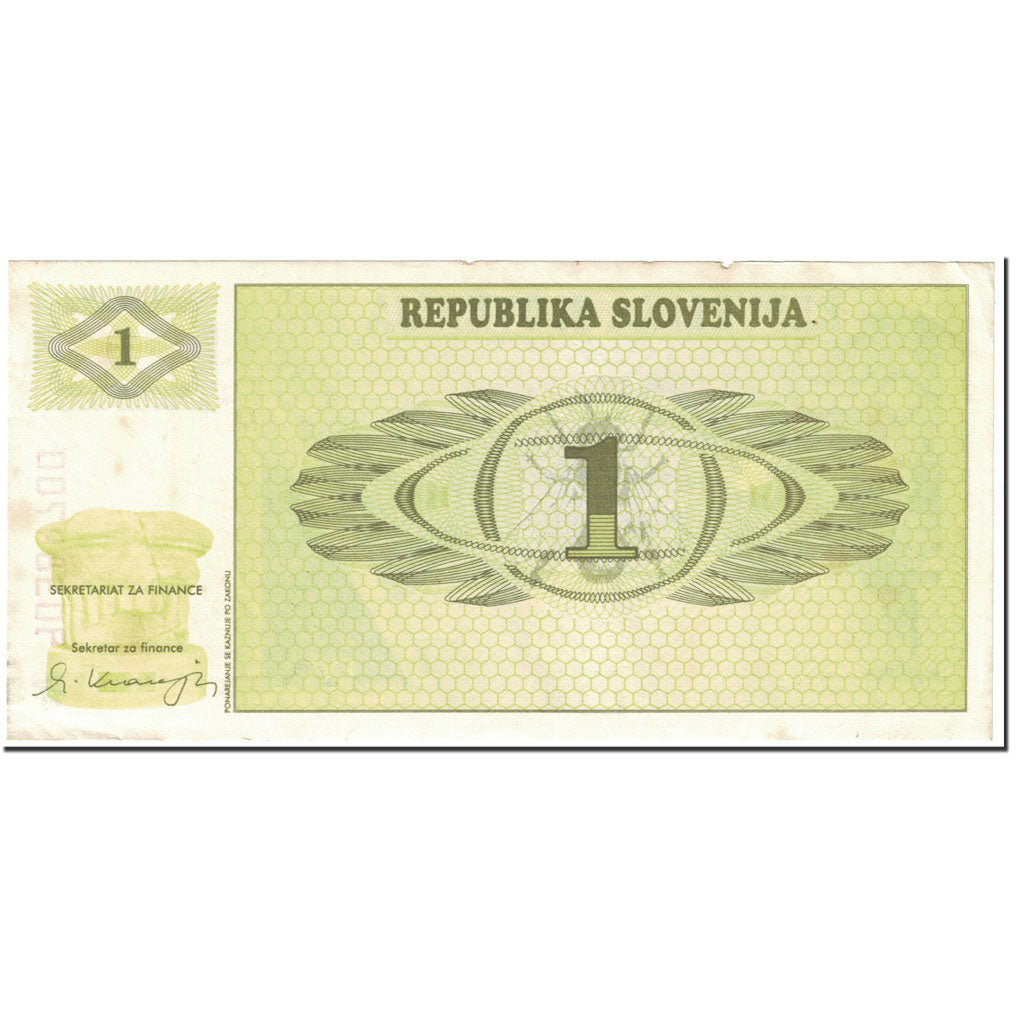 Biljet, Slovenië, 1 (Tolar), 1990, UNdated (1990), KM:1a, TTB