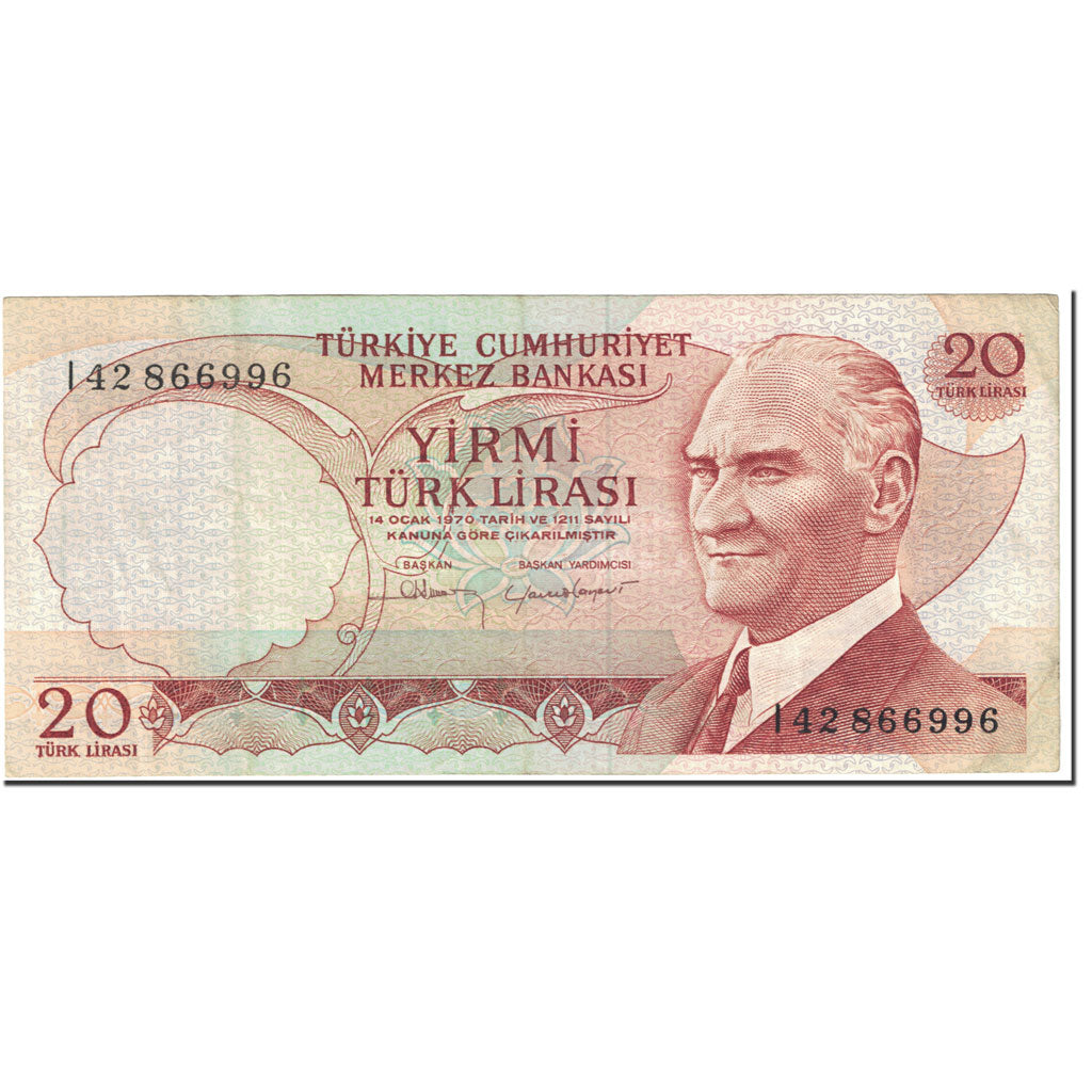 Geldschein, Türkei, 20 Lira, 1987, Old Date 1970-10-14, KM:187b, VZ
