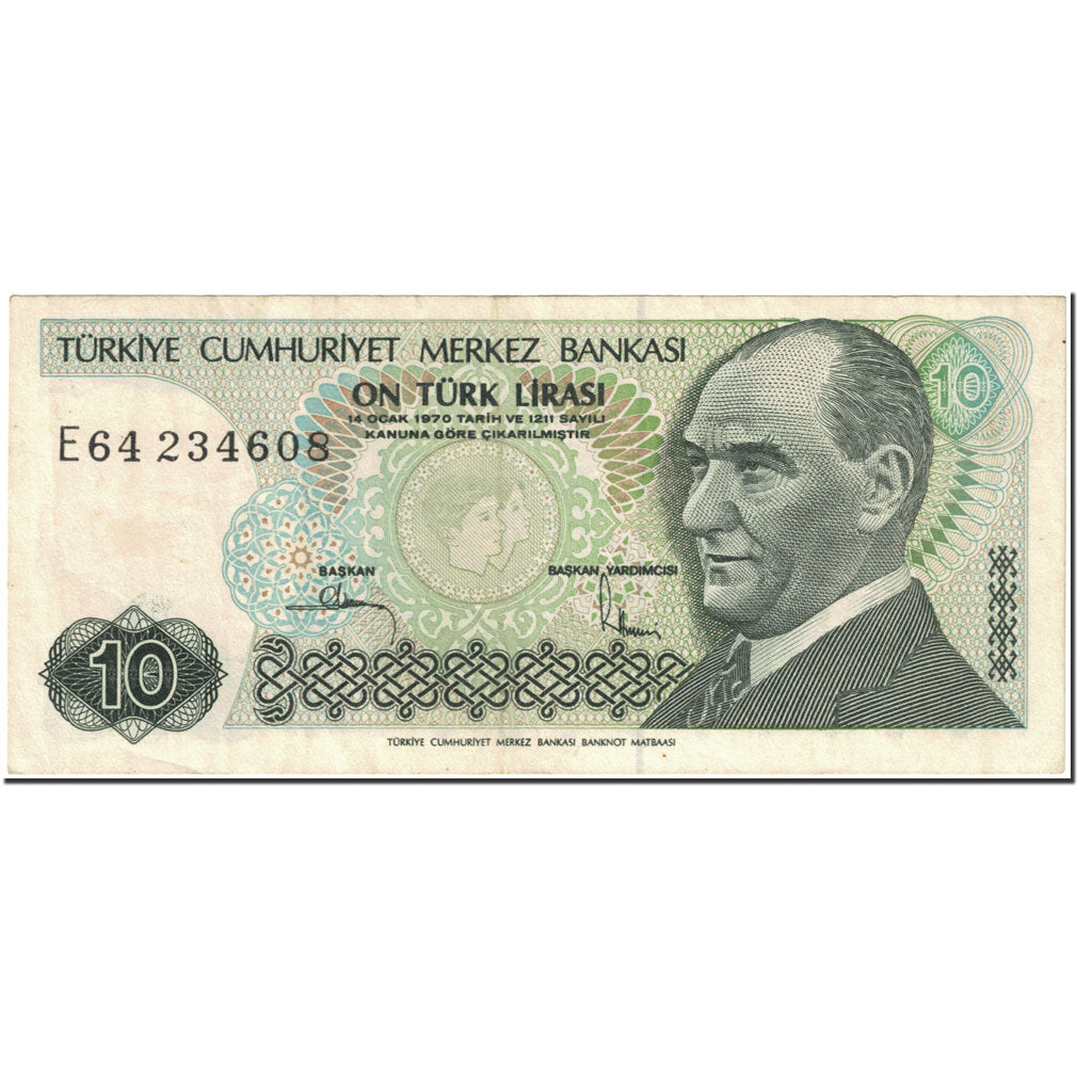 Biljet, Turkije, 10 Lira, 1987, Old Date 1970-10-14, KM:193a, SUP+