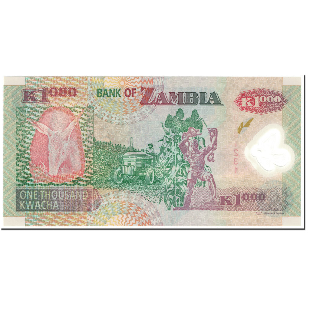 Banknote, Zambia, 1000 Kwacha, 2011, Undated (2011), KM:44h, UNC(65-70)