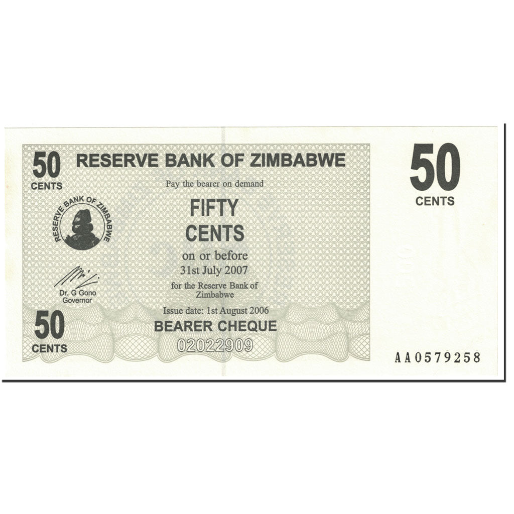 Banknote, Zimbabwe, 50 Cents, 2006, 2006-08-01, KM:36, UNC(64)