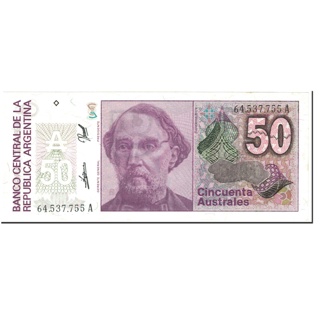 Banknote, Argentina, 50 Australes, 1989, Undated (1989), KM:326b, UNC(64)