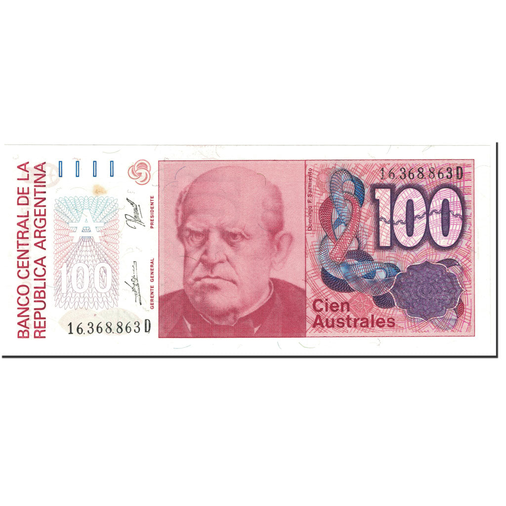 Banknote, Argentina, 100 Australes, 1990, UNdated (1990), KM:327c, UNC(63)