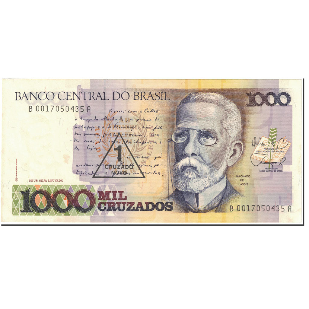 Banconote, Brasile, 1 Cruzado Novo on 1000 Cruzados, 1989, KM:216b, Undated