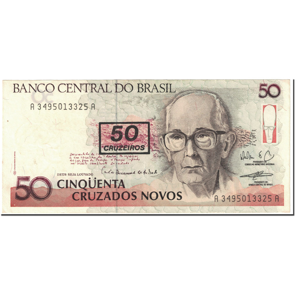 Banconote, Brasile, 50 Cruzeiros on 50 Cruzados Novos, 1991, KM:223, Undated
