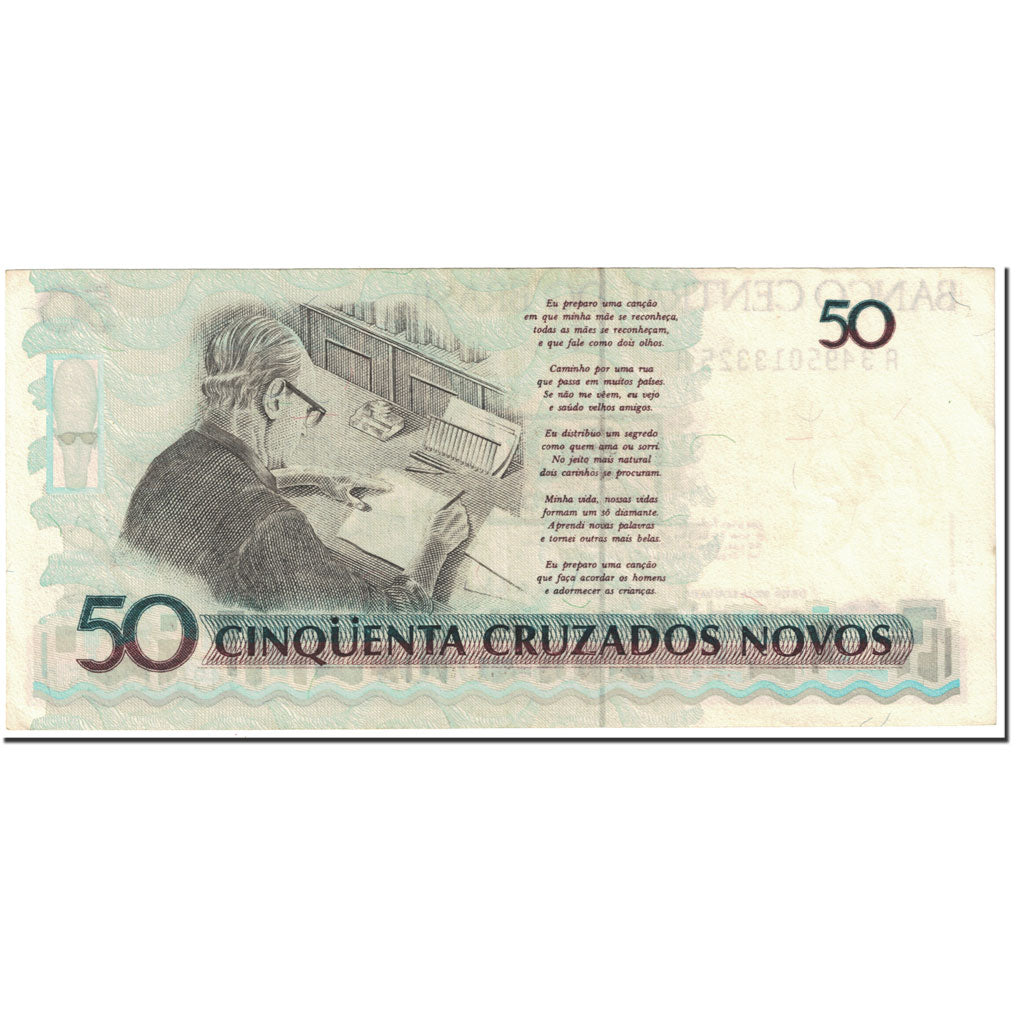 Banconote, Brasile, 50 Cruzeiros on 50 Cruzados Novos, 1991, KM:223, Undated