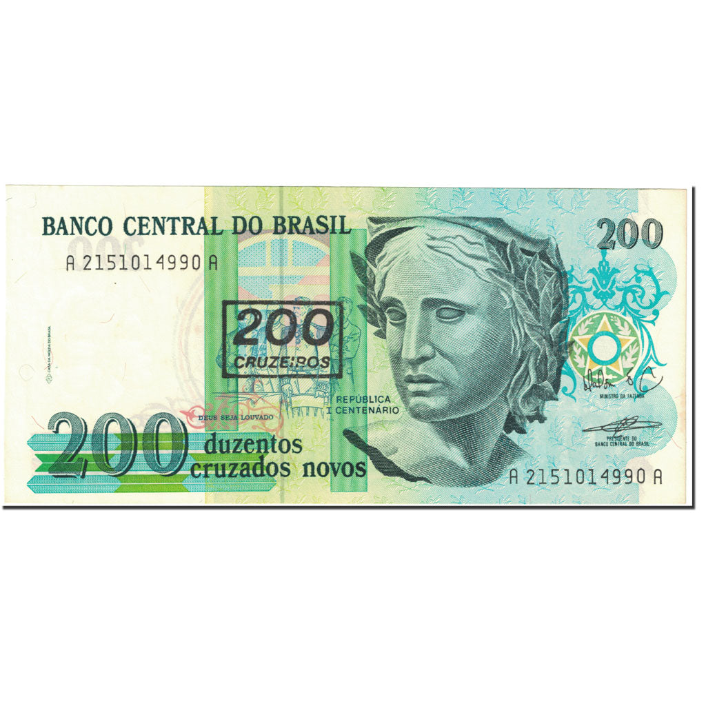 Banknote, Brazil, 200 Cruzeiros on 200 Cruzados Novos, 1991, Undated (1991)