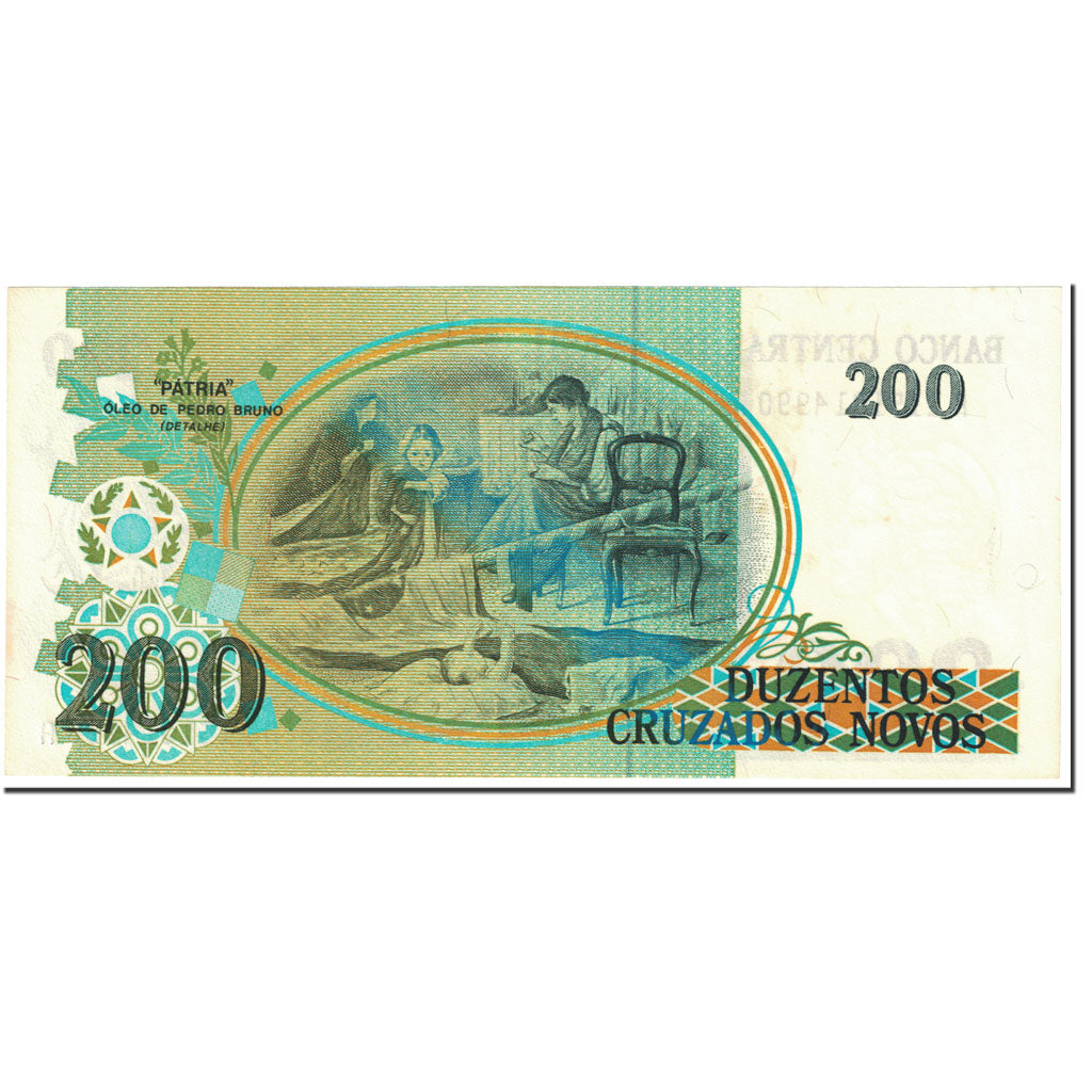 Banknote, Brazil, 200 Cruzeiros on 200 Cruzados Novos, 1991, Undated (1991)