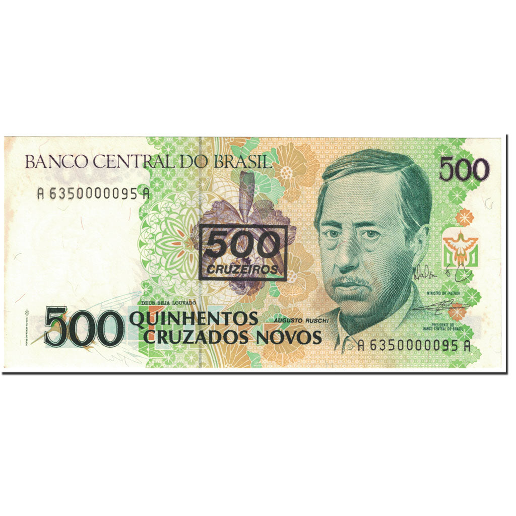 Billet, Brésil, 500 Cruzeiros on 500 Cruzados Novos, 1990, UNdated (1990)