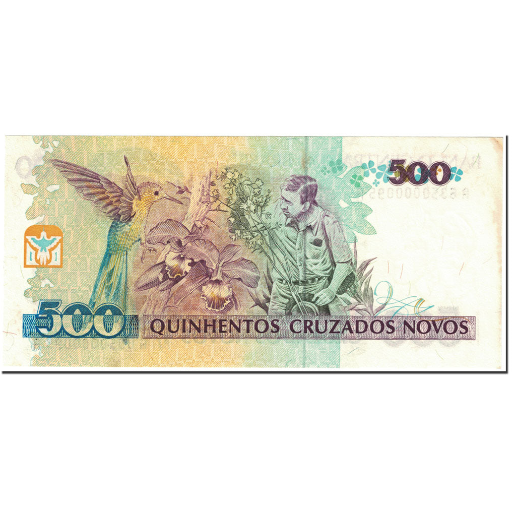 Billet, Brésil, 500 Cruzeiros on 500 Cruzados Novos, 1990, UNdated (1990)