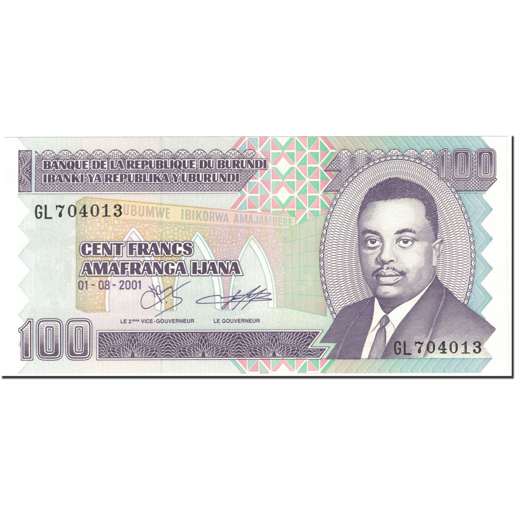 Banconote, Burundi, 100 Francs, 2001, KM:37c, 2001-08-01, FDS