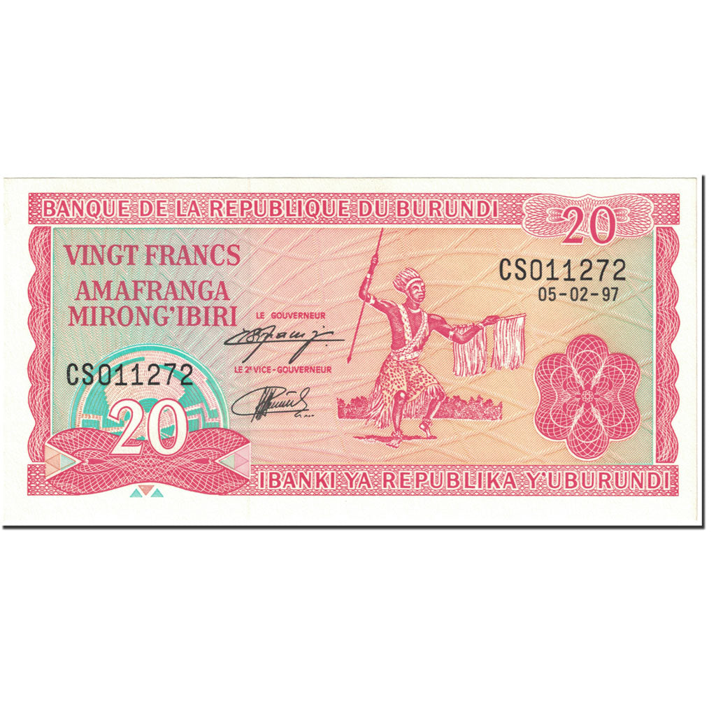 Banknote, Burundi, 20 Francs, 1997, 1997-02-05, KM:27d, UNC(65-70)