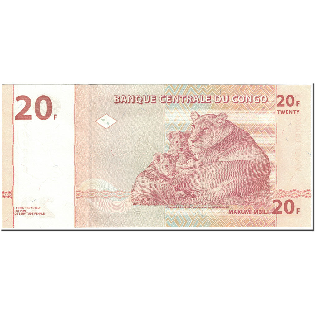 Banknote, Congo Democratic Republic, 20 Francs, 1997, 1997-11-01, KM:88a