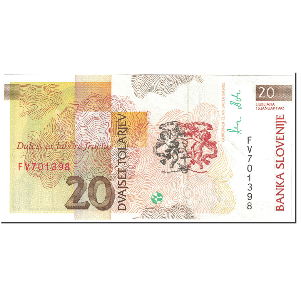 Geldschein, Slowenien, 20 Tolarjev, 1992, 1992-01-15, KM:12a, UNZ-