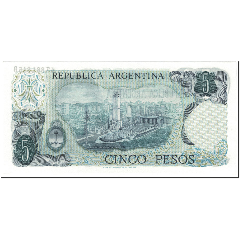 Billet, Argentine, 5 Pesos, 1975, Undated (1975), KM:294, NEUF