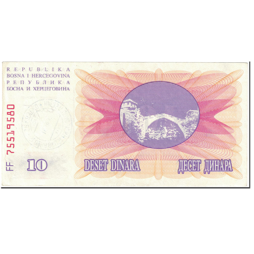 Biljet, Bosnië - Herzegovina, 10,000 Dinara, 1993, 1993-10-15, KM:53b, SUP+