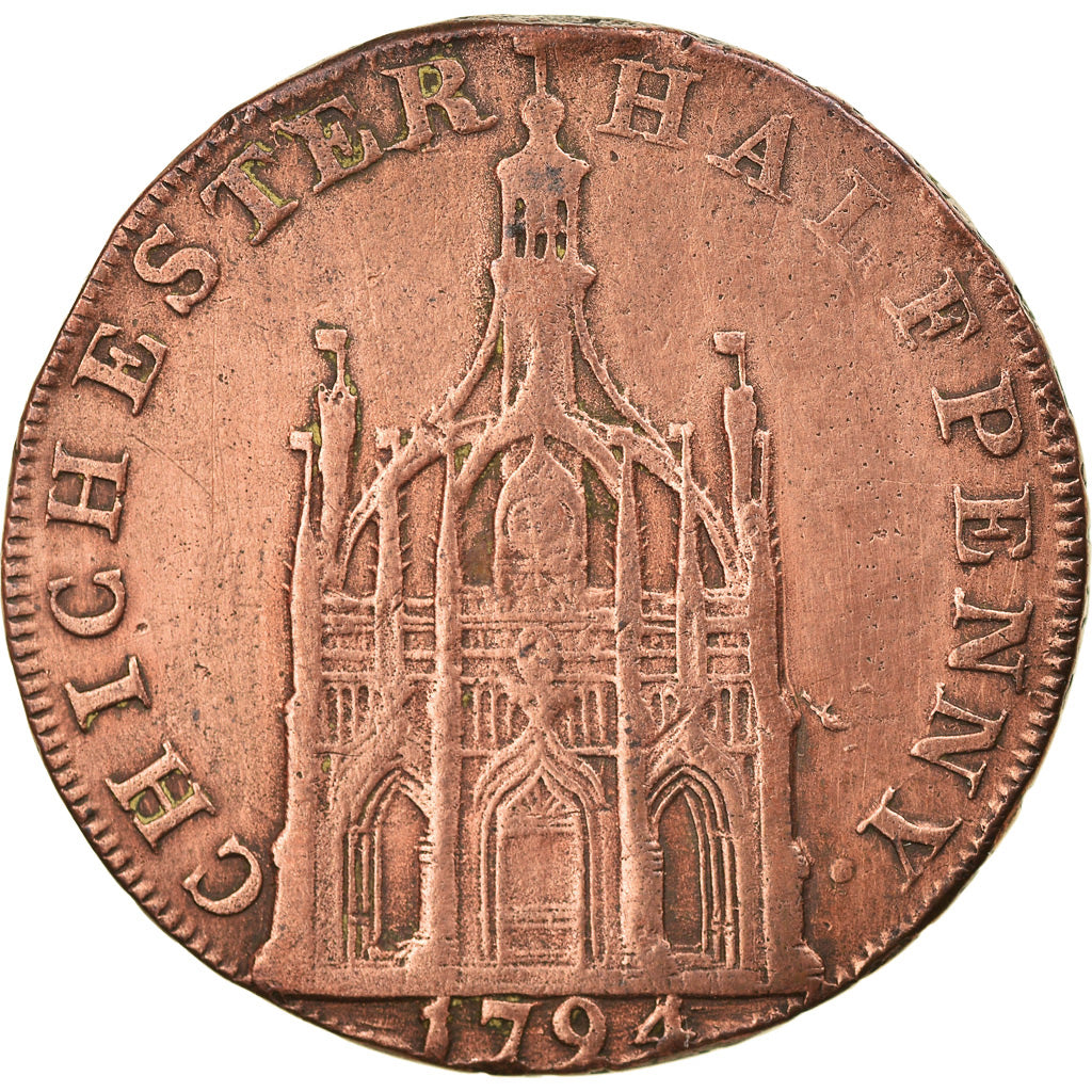 Coin, Great Britain, Queen Elizabeth, Chichester, Halfpenny Token, 1794