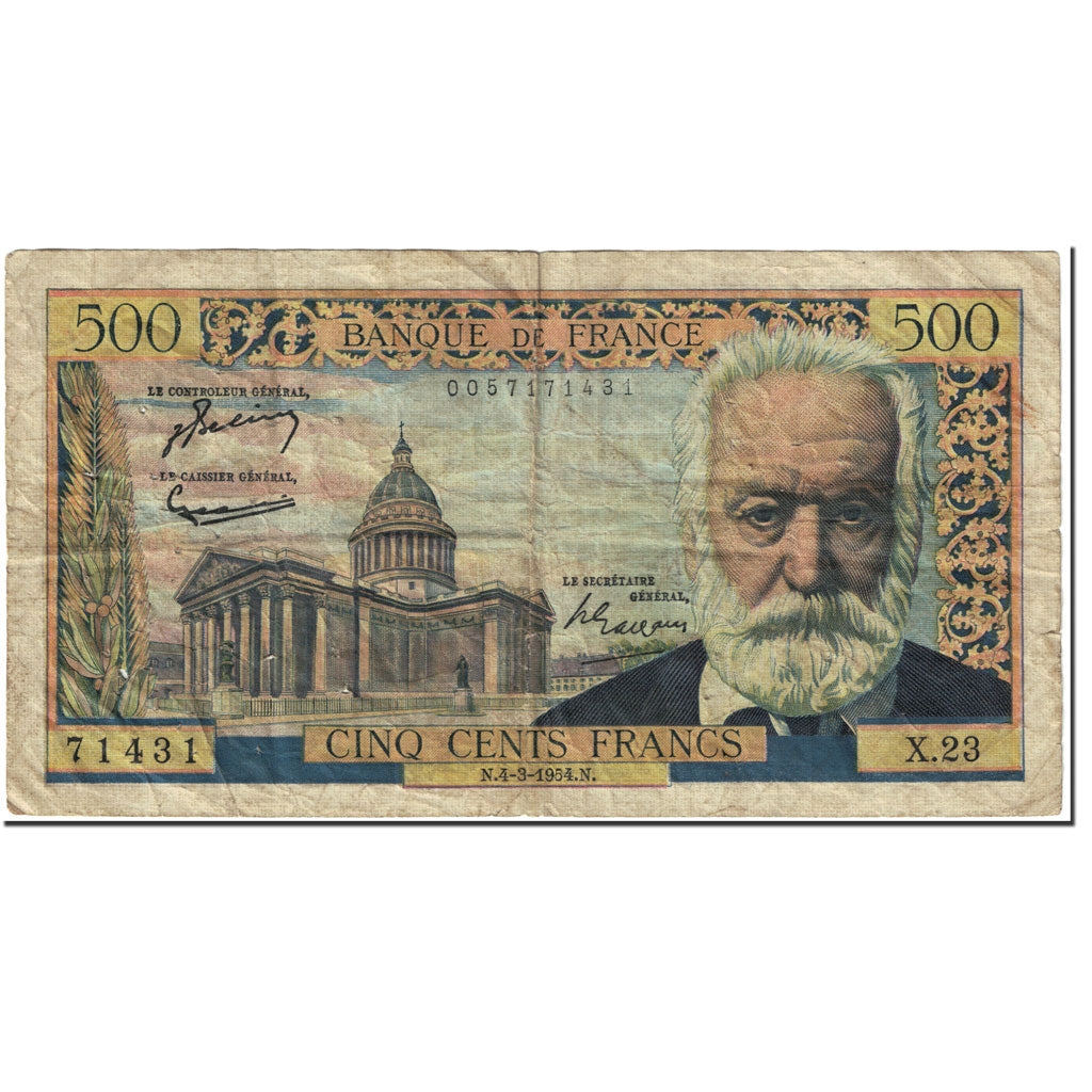 France, 500 Francs, 500 F 1954-1958 ''Victor Hugo'', 1954, J. Belin, G. Gouin
