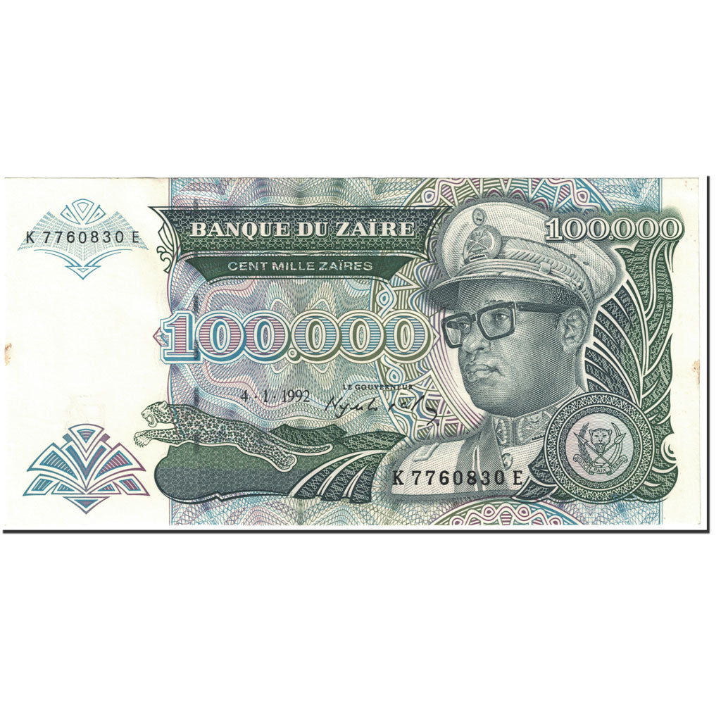 Billet, Zaïre, 100,000 Zaïres, 1992, 1992-01-04, KM:41a, SUP+
