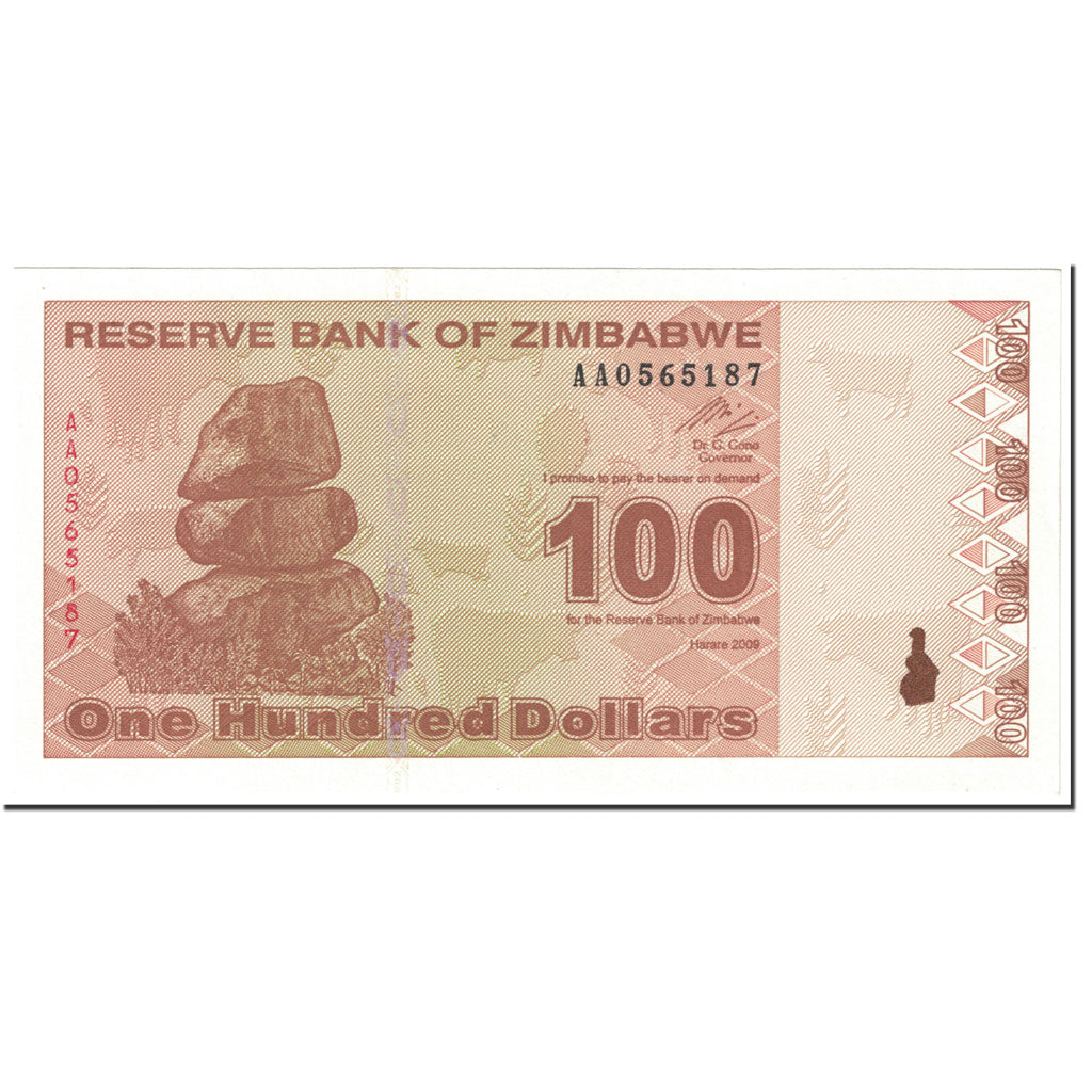 Banknote, Zimbabwe, 100 Dollars, 2009, Undated (2009), KM:97, UNC(65-70)