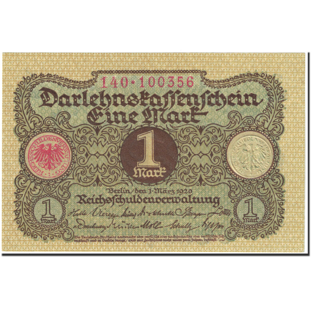 Geldschein, Deutschland, 1 Mark, 1920, 1920-03-01, KM:58, UNZ