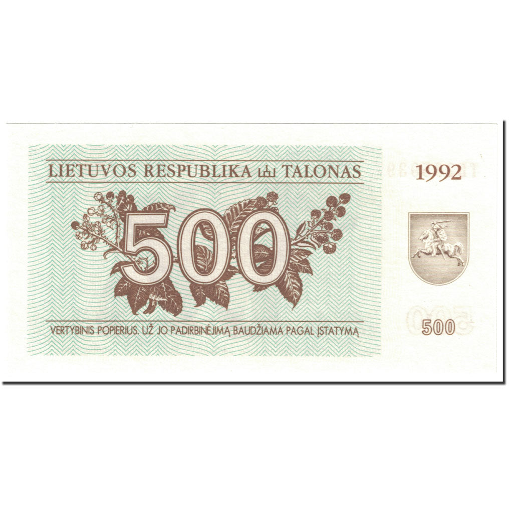 Banknote, Lithuania, 500 (Talonas), 1992, Undated (1992), KM:44, UNC(65-70)