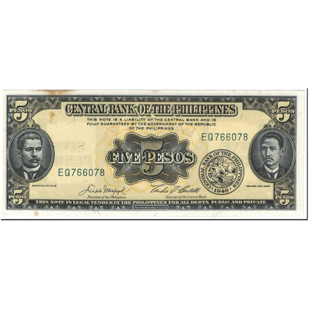 Banknote, Philippines, 5 Pesos, 1949, Undated (1949), KM:135e, EF(40-45)